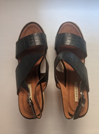 Sandalias Corina negras plataforma esparto
