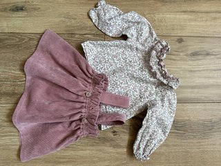 Conjunto bebé niña floral y de pana