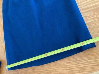Traje de lana modista chaqueta y falda azul T 46