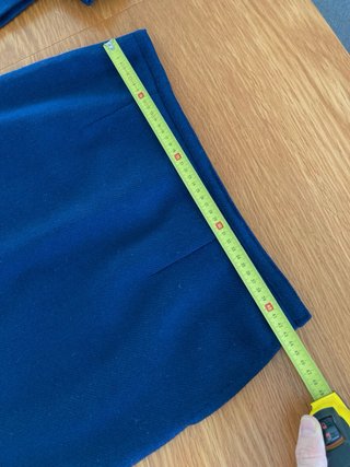 Traje de lana modista chaqueta y falda azul T 46