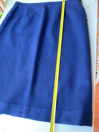Traje de lana modista chaqueta y falda azul T 46