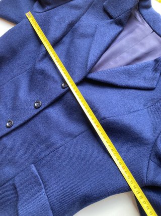 Traje de lana modista chaqueta y falda azul T 46