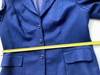 Traje de lana modista chaqueta y falda azul T 46
