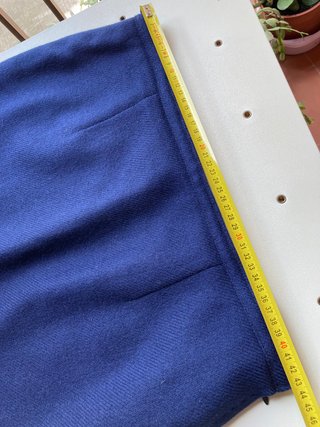 Traje de lana modista chaqueta y falda azul T 46