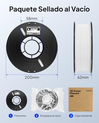 ELEGOO Filamentos TPU 95A 1.75mm Negro y Blanco