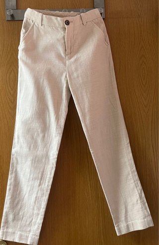 Traje blanco roto con chaleco y corbata azul T. 10