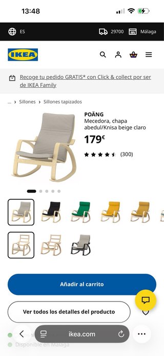 Mecedora IKEA POÄNG Madera y Tela Beige