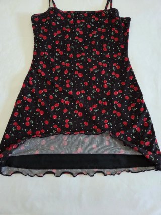 Vestido negro corto de tul con cerezas | SHEIN