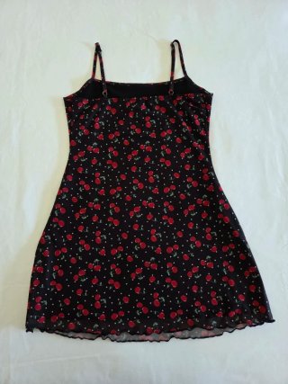 Vestido negro corto de tul con cerezas | SHEIN