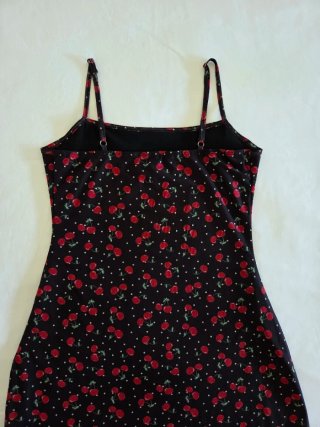 Vestido negro corto de tul con cerezas | SHEIN