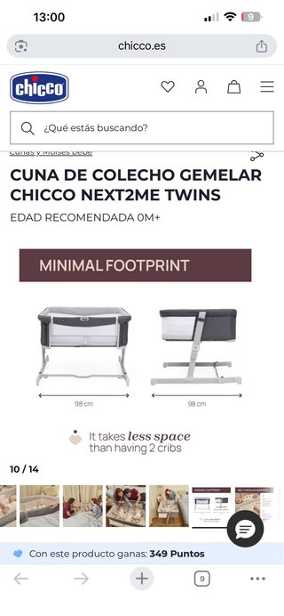 Culla gemellare Chicco Next2Me Twins