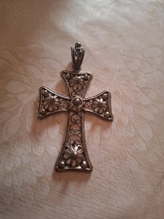 Cruz antigua filigrana plata