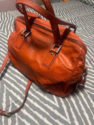 Bolso Cuplé Piel Avestruz Naranja