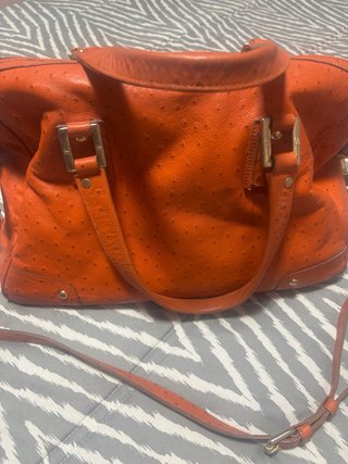 Bolso Cuplé Piel Avestruz Naranja
