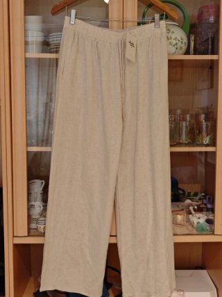 Pantalón de lino beige talla L