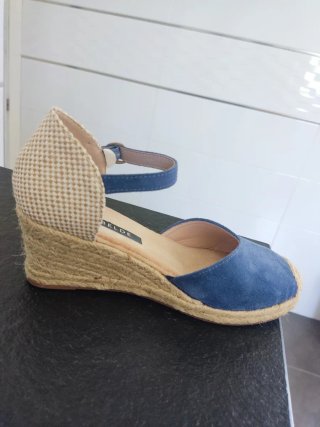 Alpargatas Rebel Talla 38 Tacón 6cm Azul