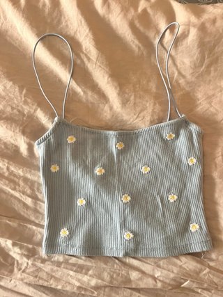 Top flores margaritas azul cielo Talla XS