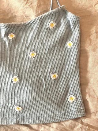 Top flores margaritas azul cielo Talla XS