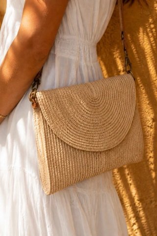 Bolso bandolera rafia trenzada Boho-Chic mediterrá