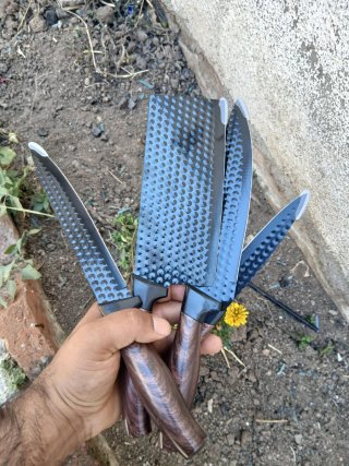 Set de Cuchillos y Pelador Negro/Madera