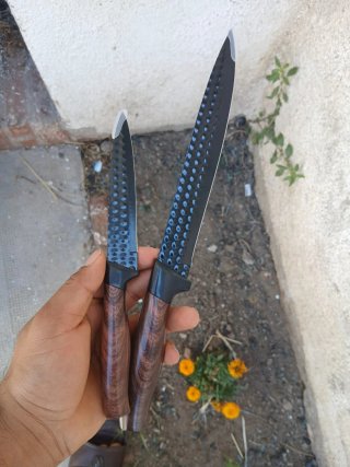 Set de Cuchillos y Pelador Negro/Madera