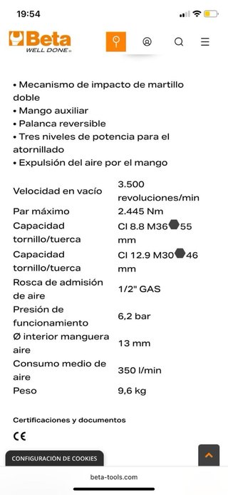 Pistola Impacto Neumática Beta 1930PA