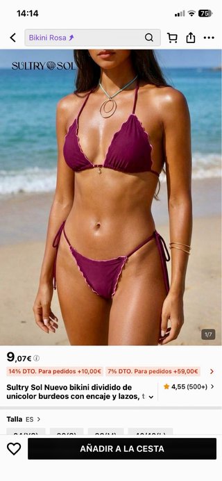 Bikini burdeo con volantes