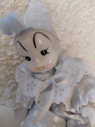 Coppia di Bambole Pierrot Porcellana