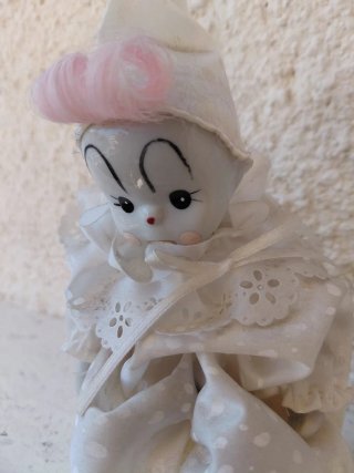 Coppia di Bambole Pierrot Porcellana