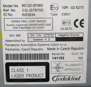 Radio CD Original Toyota Verso 2009-15