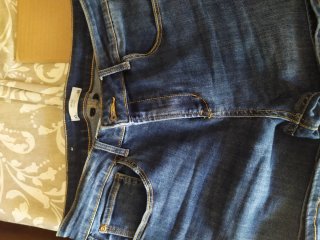 Pantalones Vaqueros Azules y Beige