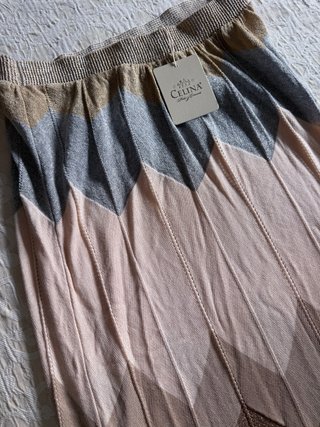Falda larga Celina zig-zag dorada y plateada