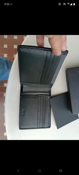 Portafoglio Boss Pelle Nera Nuovo Con Scatola