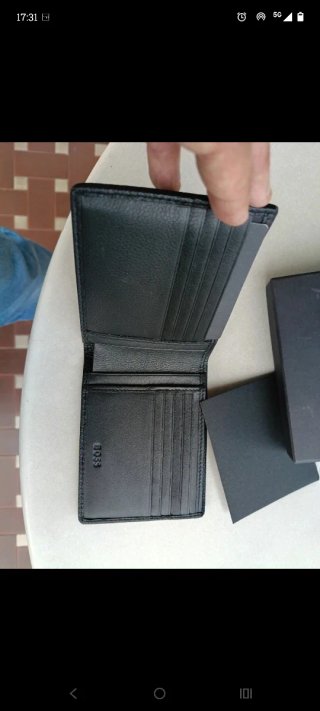Portafoglio Boss Pelle Nera Nuovo Con Scatola
