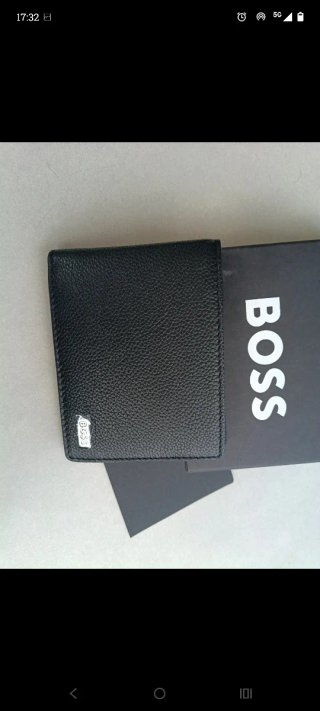 Portafoglio Boss Pelle Nera Nuovo Con Scatola