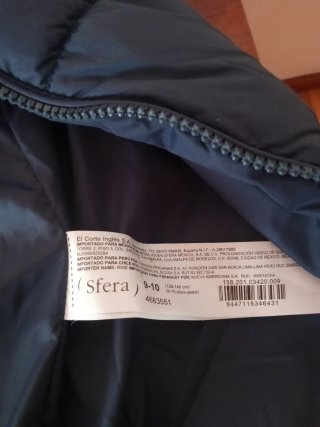 Chaleco acolchado Sfera niños talla 9 a 10 años