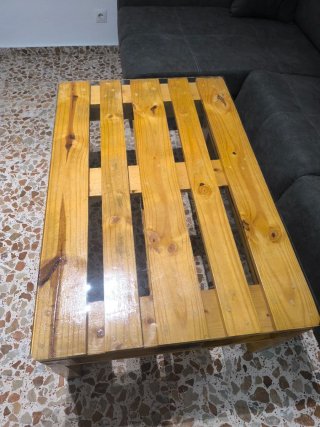 Mesa Pallet Madera con Cristal