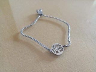 Pulsera ajustable árbol de la vida plata