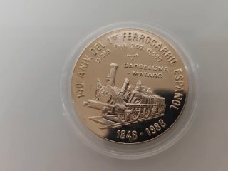 2 ONZAS PLATA 20 PESOS CUBA 1848-1988 FERROCARRIL