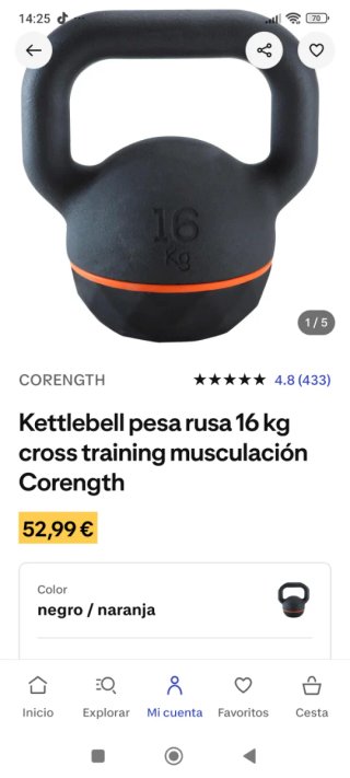 Kettlebell pesa rusa 16 kg Corength