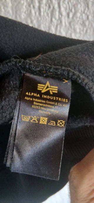 Sudadera Alpha Industries Negra Cremallera