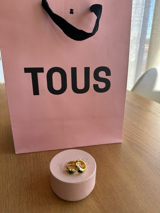 Pendientes Aro Tous Malaquita Baño Oro