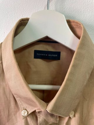 Camisa Tommy Hilfiger Hombre XL Beige Camel Manga
