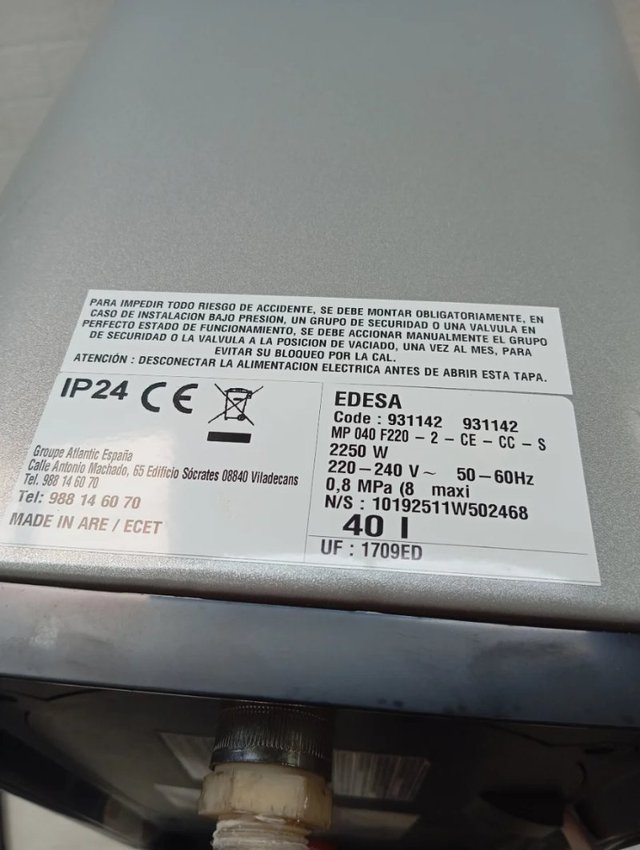 Scaldabagno Elettrico Edesa 50L termo
