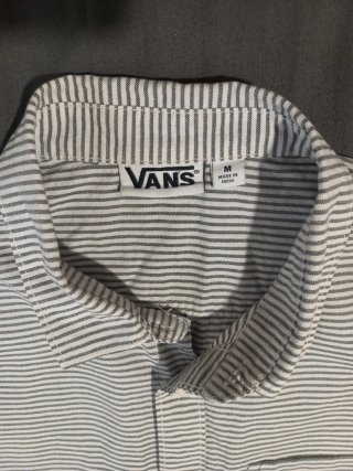 Camisa Vans Talla M Rayas Azul Marino y Blanco
