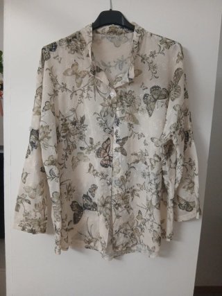 Camicia donna fantasia farfalle fiori