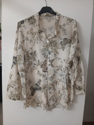 Camicia donna fantasia farfalle fiori