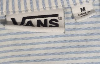 Camisa Vans Talla M Rayas Azul Claro y Blanco