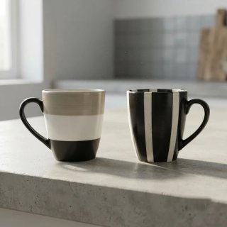 Coppia Mug Bruno Evrard Ceramica Black & White