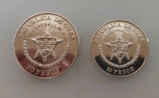 2 ONZAS PLATA 20 PESOS+1 OZ 10 PESOS 1830-1990 FER